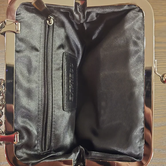 EXPRESS Black Glitter Evening Bag Handbag Purse To Clutch Vintage Style Gunmetal - Picture 5 of 12